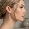 Women's Geometric Colorful Zircon Earrings With Stainless Steel Ear Posts And 18K Gold Pvd Plating