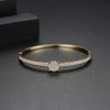 Women's Geometric Copper Bracelet With Micro Inlaid Zircon Accents Electroplated Finish And Simple Double Row Design