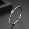 Women's Geometric Copper Bracelet With Micro Inlaid Zircon Accents Electroplated Finish And Simple Double Row Design