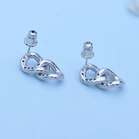Women's Geometric Copper Chain Stud Earrings With Zircon Inlay Electroplated Fashion Ear Jewelry