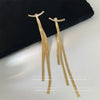 Women's Geometric Copper Chain Tassel Earrings Two Way Wear Electroplated Fashion Ear Jewelry