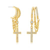 Women's Geometric Copper Cross Clip On Earrings With Electroplated Finish Sweet Cool Hip Hop Punk Fashion Jewelry Accessories