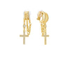 Women's Geometric Copper Cross Clip On Earrings With Electroplated Finish Sweet Cool Hip Hop Punk Fashion Jewelry Accessories