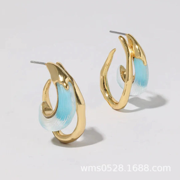 Women's Geometric Copper Drop Earrings With Electroplated Finish Classic Statement Jewelry Accessories