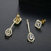 Women's Geometric Copper Drop Earrings With Zircon Accents And Electroplated Rearhanging Fashion Design