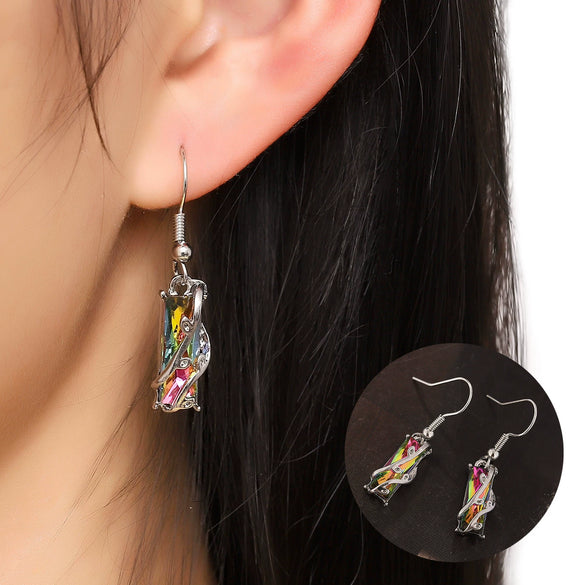 Women's Geometric Copper Earrings With Color Zircon Accents Natural Style Jewelry For Wholesale