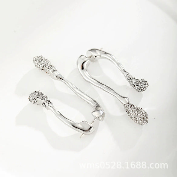 Women's Geometric Copper Earrings With Diamond Detail Personalized Statement Jewelry For Wholesale
