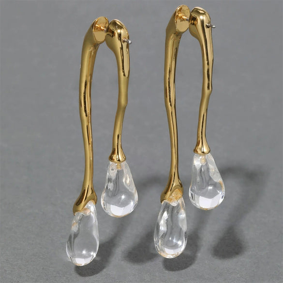 Women's Geometric Copper Earrings With Gold Plated Finish And Silver Ear Posts Elegant Fashion Jewelry
