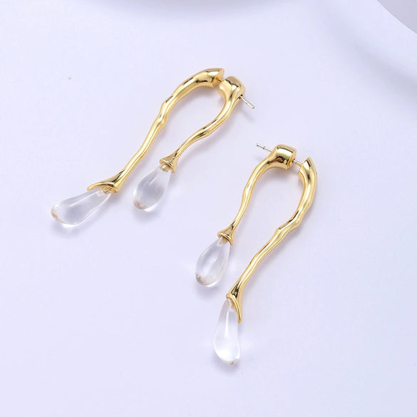 Women's Geometric Copper Earrings With Gold Plated Finish And Silver Ear Posts Elegant Fashion Jewelry