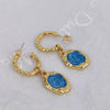 Women's Geometric Copper Earrings With Gold Plating And Drip Oil Finish 925 Silver Ear Posts Elegant Fashion Jewelry