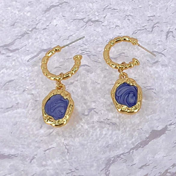 Women's Geometric Copper Earrings With Gold Plating And Drip Oil Finish 925 Silver Ear Posts Elegant Fashion Jewelry