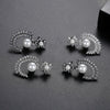 Women's Geometric Copper Earrings With Gray Pearls And Inlaid Zircon Electroplated Fashion Jewelry