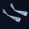 Women's Geometric Copper Earrings With Inlaid Aaa Zircon Electroplated Long Statement Jewelry