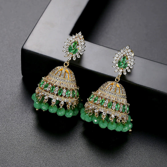 Women's Geometric Copper Earrings With Inlaid Zircon Crystal Accents Electroplated Exaggerated Statement Fashion Jewelry Wholesale