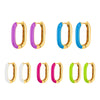 Women's Geometric Copper Earrings With Silver Needles Colorful Enamel Dripping Oil Fashion Ear Buckles