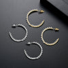 Women's Geometric Copper Earrings With Single Row Zircon And Pearl Accents Sparkling Fashion Jewelry Gift