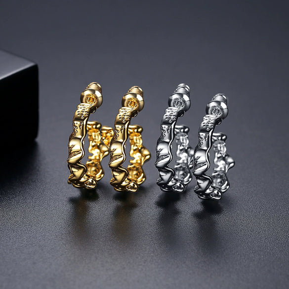 Women's Geometric Copper Earrings With Smooth Electroplated Finish Minimalist Fashion Metal Ear Jewelry