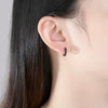 Women's Geometric Copper Earrings With Zircon Accents And Electroplated Doublerow Design Fashionable Office Jewelry