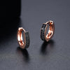 Women's Geometric Copper Earrings With Zircon Accents And Electroplated Doublerow Design Fashionable Office Jewelry