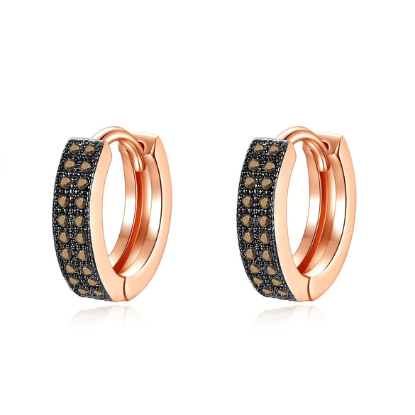Women's Geometric Copper Earrings With Zircon Accents And Electroplated Doublerow Design Fashionable Office Jewelry
