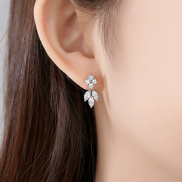 Women's Geometric Copper Earrings With Zircon Accents Electroplated Elegant Fashion Jewelry