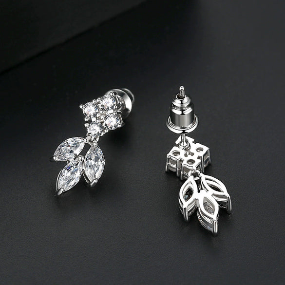 Women's Geometric Copper Earrings With Zircon Accents Electroplated Elegant Fashion Jewelry