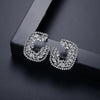 Women's Geometric Copper Earrings With Zircon Accents Electroplated Fashion Jewelry For Elegant Occasions