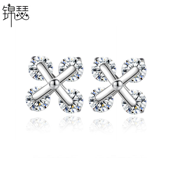 Women's Geometric Copper Earrings With Zircon Accents Electroplated Fashion Jewelry Wholesale