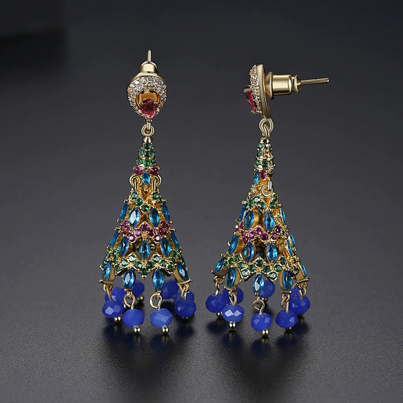 Women's Geometric Copper Earrings With Zircon Inlay And Electroplated Finish Simple Bellshaped Fashion Jewelry