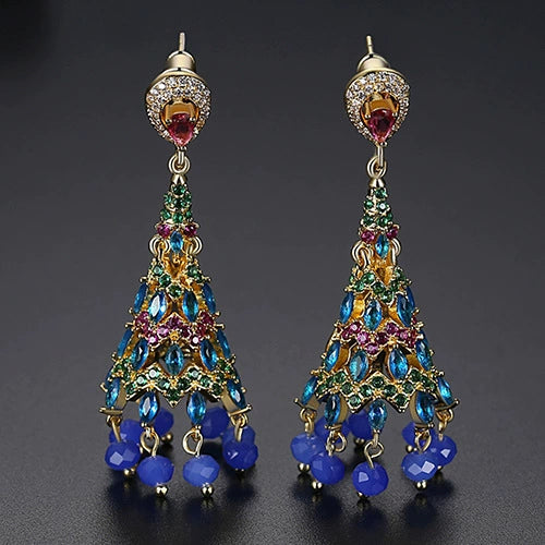 Women's Geometric Copper Earrings With Zircon Inlay And Electroplated Finish Simple Bellshaped Fashion Jewelry