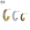 Women's Geometric Copper Earrings With Zircon Inlay Simple Fashion Jewelry For Everyday Wear