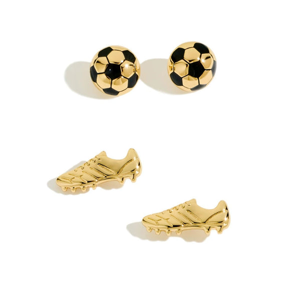Women's Geometric Copper Electroplated Sports Earrings Football And Rugby Style Niche Fashion Elegant Everyday Jewelry