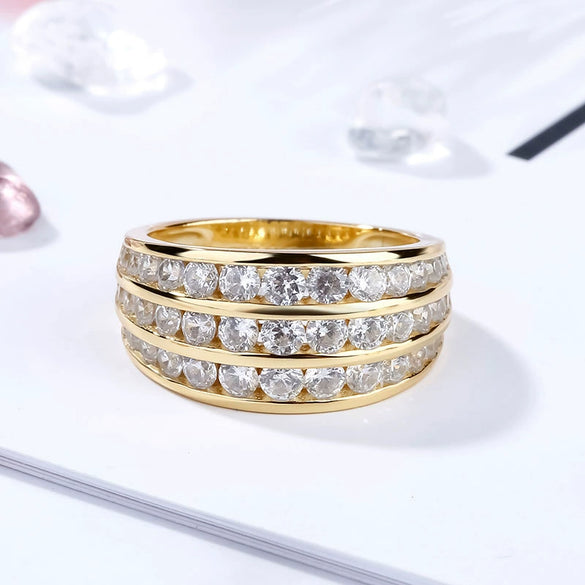 Women's Geometric Copper Inlaid Zircon Ring
