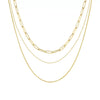 Women's Geometric Copper Layered Chain Necklace With Cubic Zirconia Chic Electroplated Jewelry