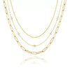 Women's Geometric Copper Layered Chain Necklace With Cubic Zirconia Chic Electroplated Jewelry