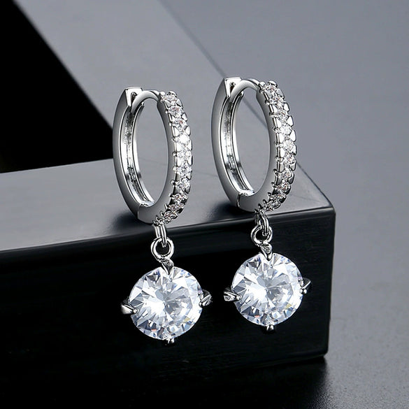 Women's Geometric Copper Microinlaid Zircon Earrings Exquisite Everyday Jewelry For Wholesale