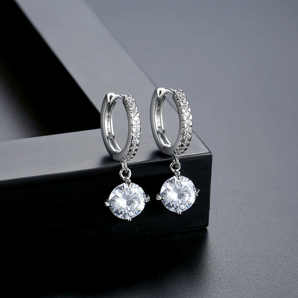 Women's Geometric Copper Microinlaid Zircon Earrings Exquisite Everyday Jewelry For Wholesale