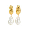 Women's Geometric Copper Pearl Stud Earrings With Gold Plating Retro Style Jewelry Accessories