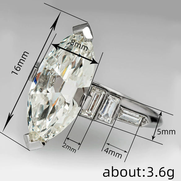 Women's Geometric Copper Ring Inlaid With Marquise Zircon Light Luxury Style