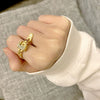 Women's Geometric Copper Ring With Electroplating Treatment Antifading Niche Design Light Luxury Style