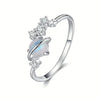 Women's Geometric Copper Ring With Zirconia And Imitation Moonstone Cosmic Style
