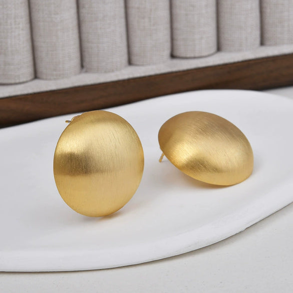 Women's Geometric Copper Round Earrings With Brushed Finish And Electroplated Design Statement Fashion Jewelry