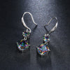 Women's Geometric Copper Sparkling Colored Zircon Earrings For Spring And Summer