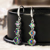 Women's Geometric Copper Sparkling Colored Zircon Earrings For Spring And Summer
