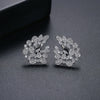 Women's Geometric Copper Stud Earrings Set With Transparent Zircon Accents And Elegant Electroplated Fashion Finish
