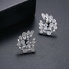Women's Geometric Copper Stud Earrings Set With Transparent Zircon Accents And Elegant Electroplated Fashion Finish