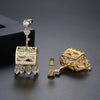 Women’s Geometric Copper Tassel Drop Earrings With Zircon Inlay And Electroplated Statement Fashion Design