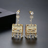 Women’s Geometric Copper Tassel Drop Earrings With Zircon Inlay And Electroplated Statement Fashion Design