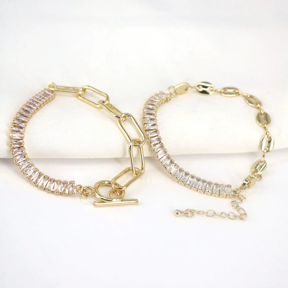 Women's Geometric Copper Tennis Bracelet With Zircon Electroplated Fashion Hand Jewelry