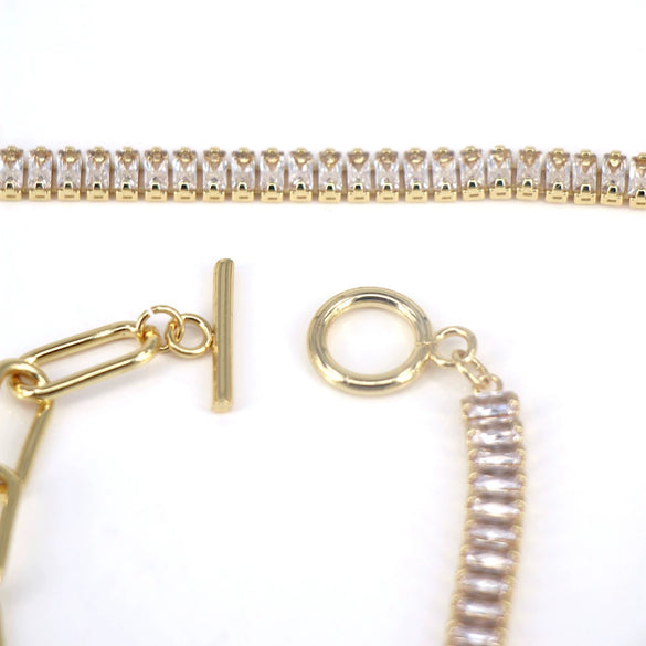 Women's Geometric Copper Tennis Bracelet With Zircon Electroplated Fashion Hand Jewelry